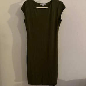 Women's Velvet Torch Stretch Knit cap sleeve Dress Soft XL Olive Green